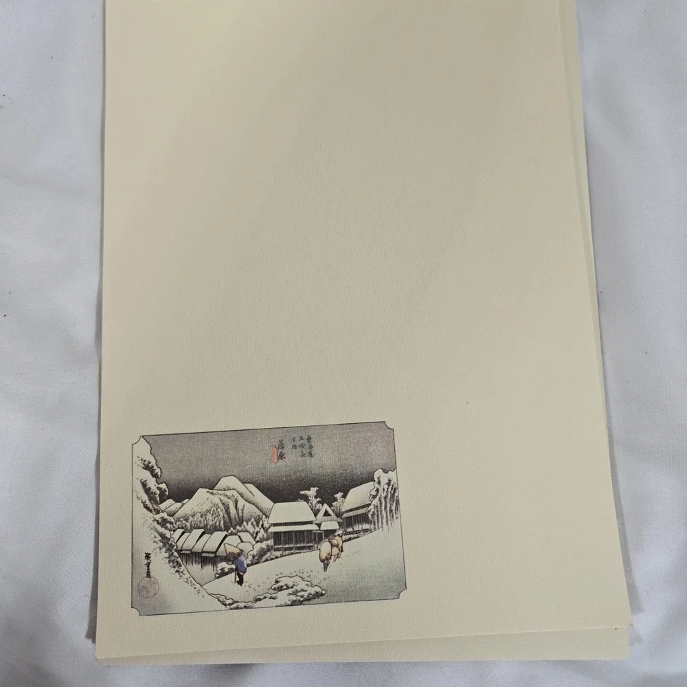 Vintage Hiroshige's Pictures Japanese Stationery Set 18 Sheets 7 Envelopes